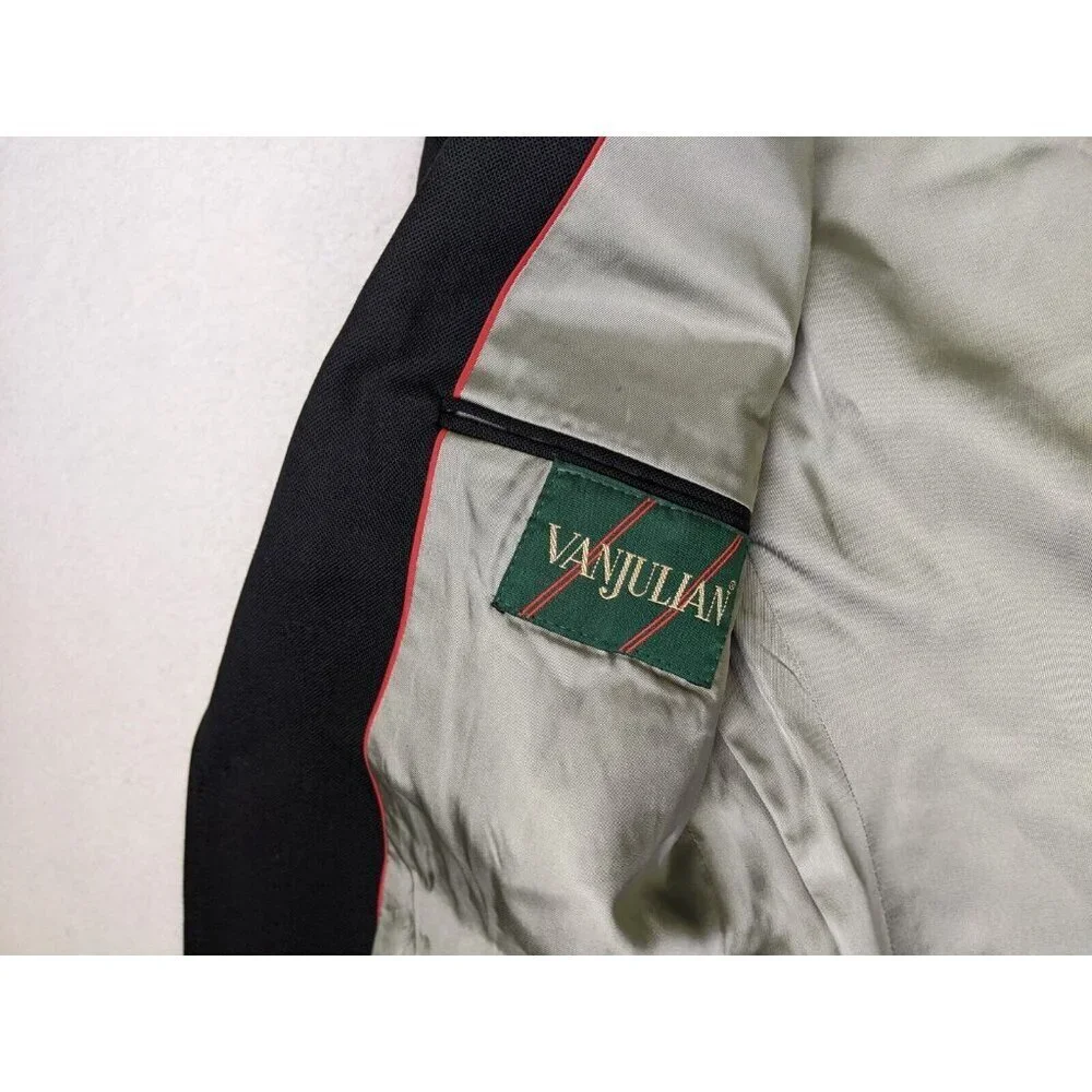 VINTAGE MEN'S BLACK BLAZER JACKET SPORT COAT - VANJULIAN - SIZE 39R